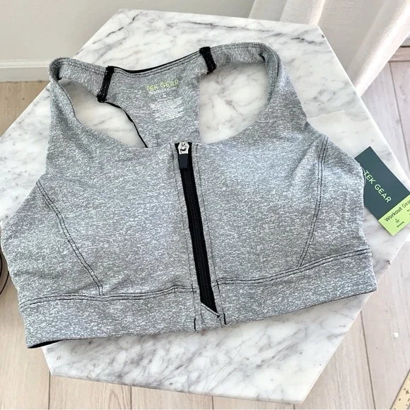 TEK GEAR Front Close Racer Back Sports Bra Heather Grey S - Picture 1 of 8